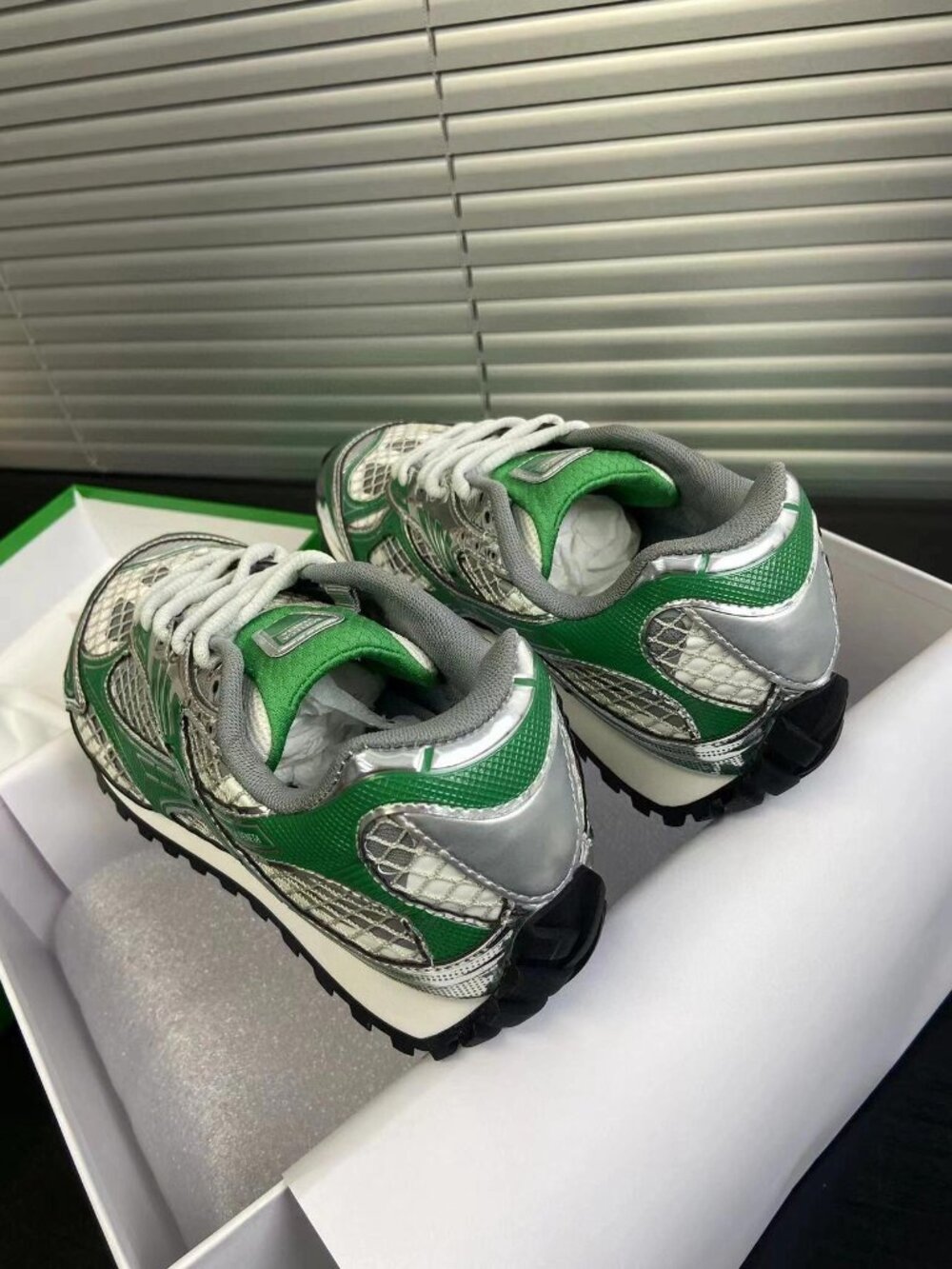Bottega Veneta Orbit Silver Green Sneakers